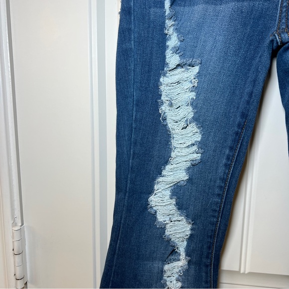Vibrant M.I.U. Women’s Blue Flare Bell Bottom High Rise Distressed Jeans Size 1 - Picture 5 of 16